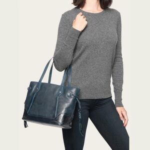Frye Melissa Carryall Tote Blue Leather Shoulder Bag Medium Purse